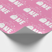 Spooky Een Meisjes Roze Spook Halloween 1e Verjaar Cadeaupapier (Hoek)