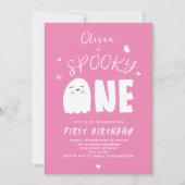 Spooky Een Meisjes Roze Spook Halloween 1e Verjaar Kaart (Voorkant)