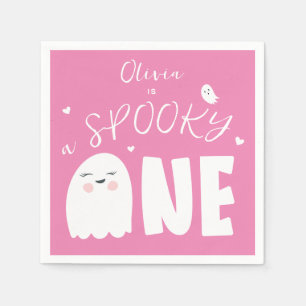 Spooky Een Meisjes Roze Spook Halloween 1e Verjaar Servet