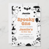 Spooky Een Oranje Ghost Halloween Verjaardag Kaart (Voorkant)