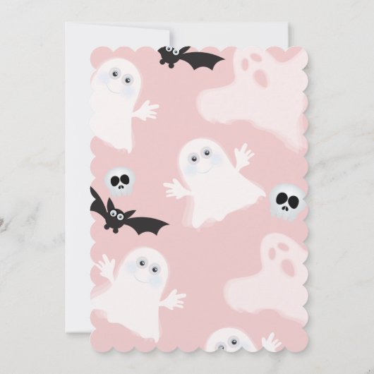 Spooky Een Roze 1e Verjaardag Spook Meisjes Hallow Kaart (Achterkant)