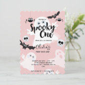 Spooky Een Roze 1e Verjaardag Spook Meisjes Hallow Kaart (Staand voorkant)