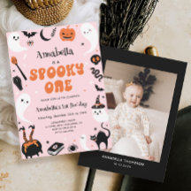 Spooky een roze Halloween foto 1e verjaardag