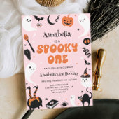 Spooky een roze Halloween foto 1e verjaardag Kaart