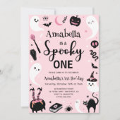 Spooky een roze Halloween foto 1e verjaardag Kaart (Voorkant)