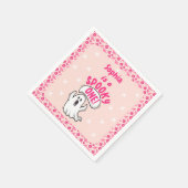 Spooky Een Schattig Roze Halloween Ghost 1e Verjaa Servet (Hoek)