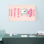 Spooky Een Schattig Roze Halloween Ghost 1e Verjaa Spandoek (Beurs)