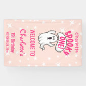 Spooky Een Schattig Roze Halloween Ghost 1e Verjaa Spandoek (Horizontaal)
