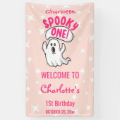 Spooky Een Schattig Roze Halloween Ghost 1e Verjaa Spandoek (Verticaal)