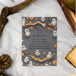 Spooky Een Schattige  Halloween 1e Verjaardag Kaart