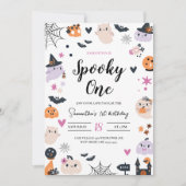 Spooky Een Schattige Halloween Verjaardagsuitnodig Kaart (Voorkant)