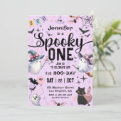 Spooky Een Schattige Spook Halloween 1e Verjaardag Kaart (Staand voorkant)