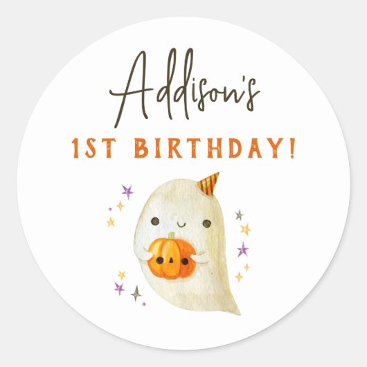 Spooky Een Schattigee Halloween 1e Verjaardag Favo Ronde Sticker (Voorkant)