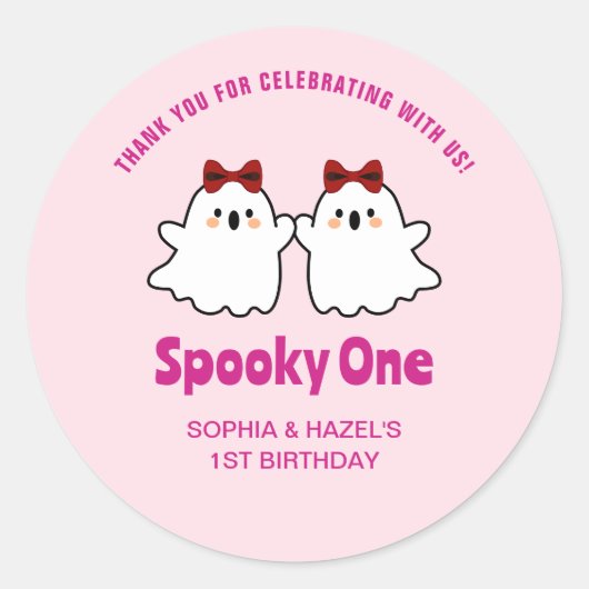 Spooky Een Schattigee Tweeling Halloween 1e Verjaa Ronde Sticker (Voorkant)