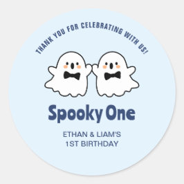 Spooky Een Schattigee Tweeling Halloween 1e Verjaa Ronde Sticker