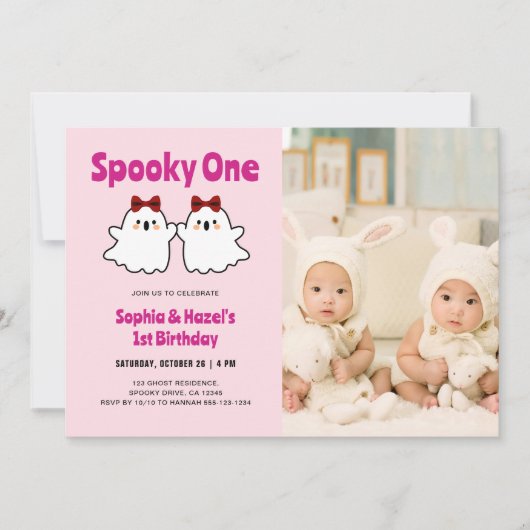 Spooky Een Schattigee Tweeling Meisjes 1e Verjaard Kaart