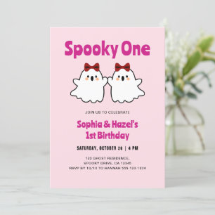 Spooky Een Schattigee Tweeling Meisjes Halloween 1 Kaart
