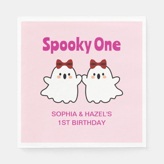 Spooky Een Schattigee Tweeling Meisjes Halloween 1 Servet (Voorkant)