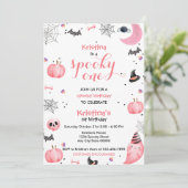 Spooky Een Verjaardag Roze Ghost Kaart (Staand voorkant)