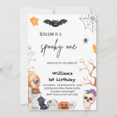 Spooky Een vleermuis Halloween spin 1e Verjaardag Kaart (Voorkant)