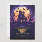 Spooky eerie moonlit haunted night bats Halloween Kaart (Voorkant)