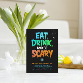 Spooky 'Eet Drink en wees eng' Halloween-feest Briefkaart