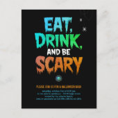 Spooky 'Eet Drink en wees eng' Halloween-feest Briefkaart (Voorkant)