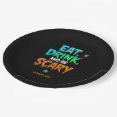 Spooky 'Eet Drink en wees eng' Halloween-feest Papieren Bordje (Gekanteld)
