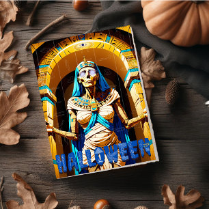 Spooky Egyptische Mummy Halloween Feestdagenkaart