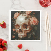 Spooky Elegance: Gotische schedel en Rozen Servet (Insitu)