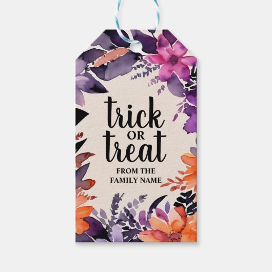 Spooky Elegance Halloween Bloemen Krans Collectie Cadeaulabel (Voorkant)