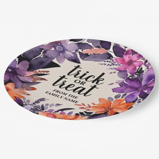 Spooky Elegance Halloween Bloemen Krans Collectie Papieren Bordje (Gekanteld)