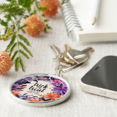 Spooky Elegance Halloween Bloemen Krans Collectie Sleutelhanger (Zijkant)