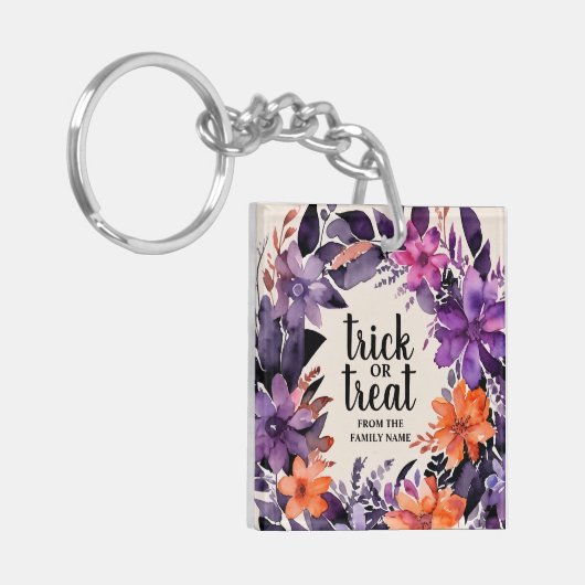 Spooky Elegance Halloween Bloemen Krans Collectie Sleutelhanger (Voorkant Links)