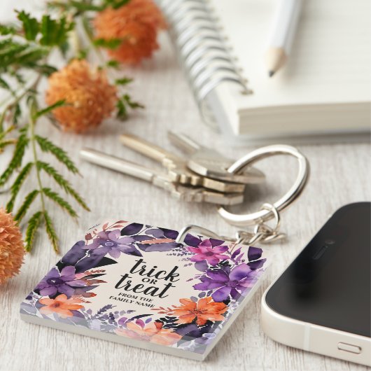 Spooky Elegance Halloween Bloemen Krans Collectie Sleutelhanger (Voorkant Rechts)