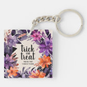 Spooky Elegance Halloween Bloemen Krans Collectie Sleutelhanger (Achterkant)