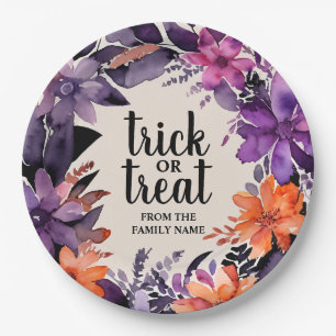 Spooky Elegance Halloween Bloemenkrans Collectie Papieren Bordje