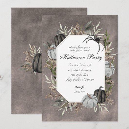 Spooky Elegance Neutral Spider Halloween Kaart (Voorkant / Achterkant)