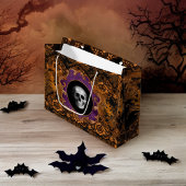 Spooky Elegant Sinaasappel Hallloween schedel op D Groot Cadeauzakje