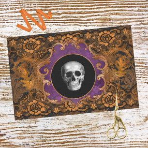Spooky Elegant Sinaasappel Hallloween schedel op D Tissuepapier