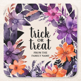 Spooky Elegantie Halloween Bloemenkrans Collectie Kartonnen Onderzetters