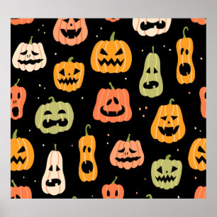 Spooky elegantie: Halloween pompoenkunst Poster