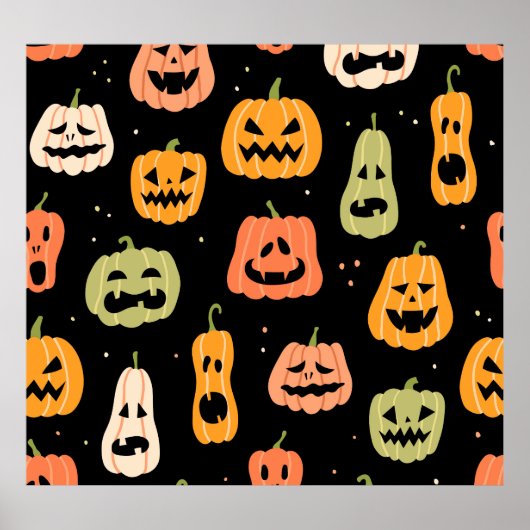 Spooky elegantie: Halloween pompoenkunst Poster (Voorkant)