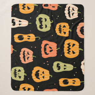 Spooky elegantie: Halloween pompoenkunst Sherpa Deken