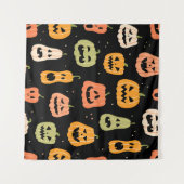 Spooky elegantie: Halloween pompoenkunst Wandkleed (Voorkant (horizontaal))