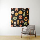 Spooky elegantie: Halloween pompoenkunst Wandkleed (In situ)
