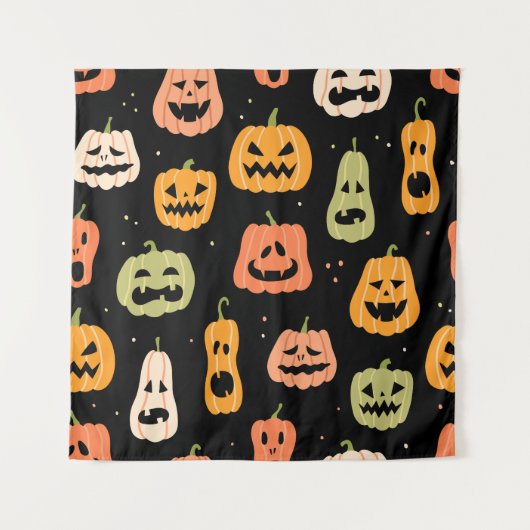 Spooky elegantie: Halloween pompoenkunst Wandkleed (Voorkant)