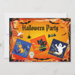Spooky Embroidery Patches Halloween Party Invites Kaart