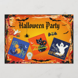Spooky Embroidery Patches Halloween Party Invites Kaart