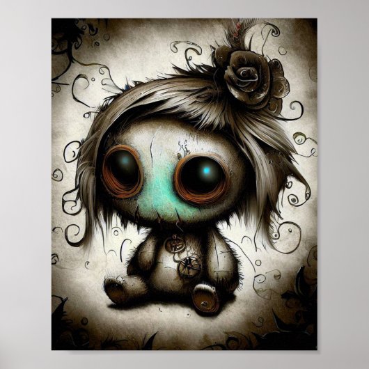 spooky en Cute Plush Doll, walls voor decor Poster (Voorkant)